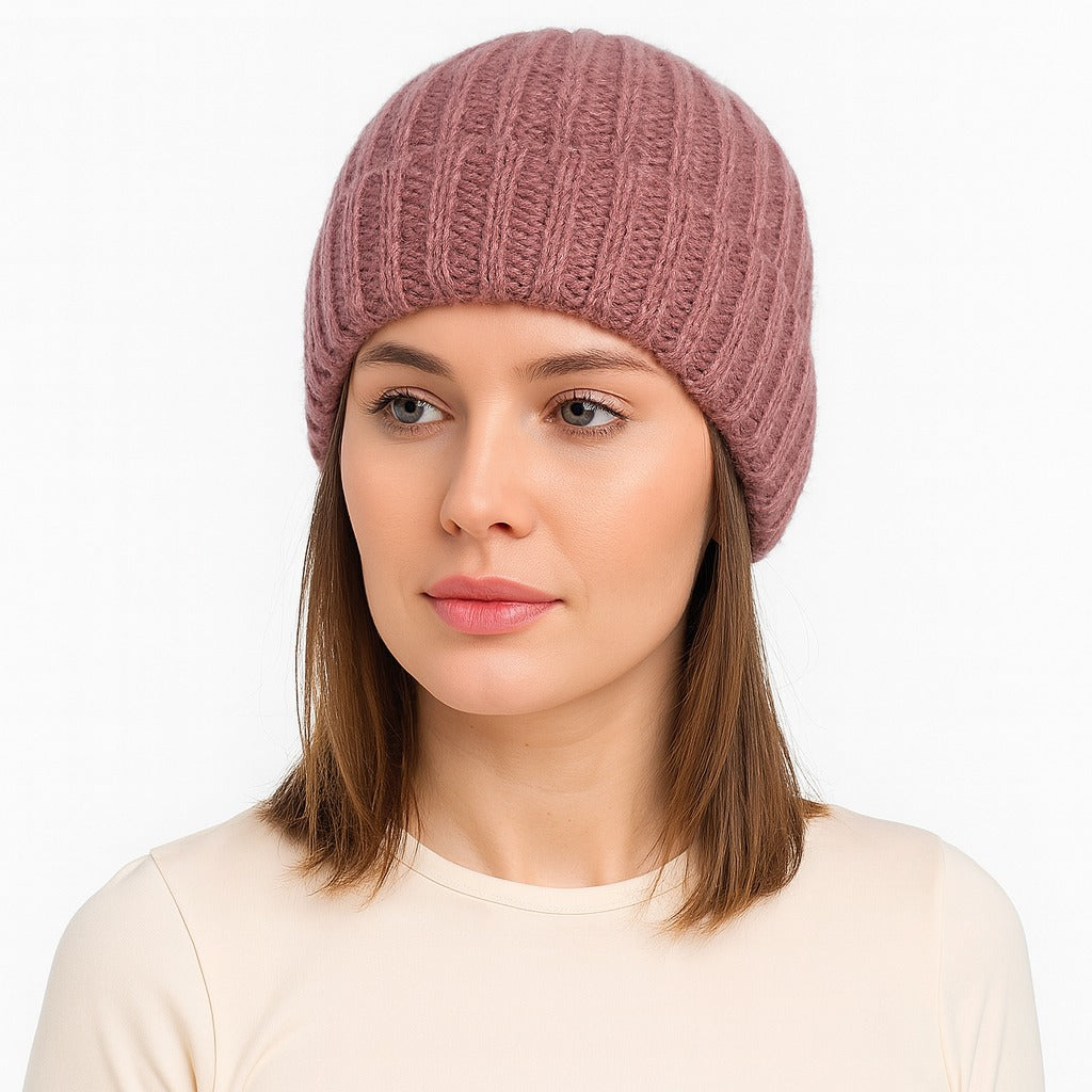 Women pink glitter wool cap