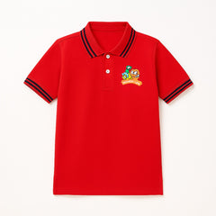 Boys red embroidered polo