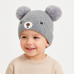 Gray velvet bear cap