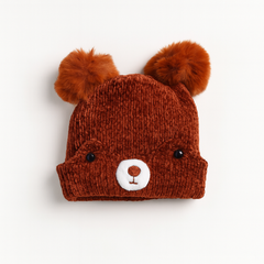 Brown velvet bear cap
