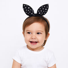 Girls black star bow hair band