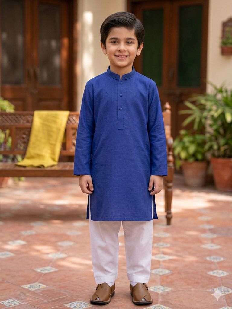 BOYS Royal Blue Plain shalwar kameez