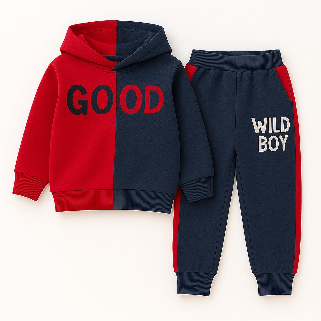 Boys red good hood tracksuit