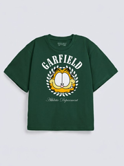 Boys Garfield Athletic Green Down Shoulder T-shirt