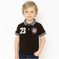 Boys dark brown eagle polo shirt