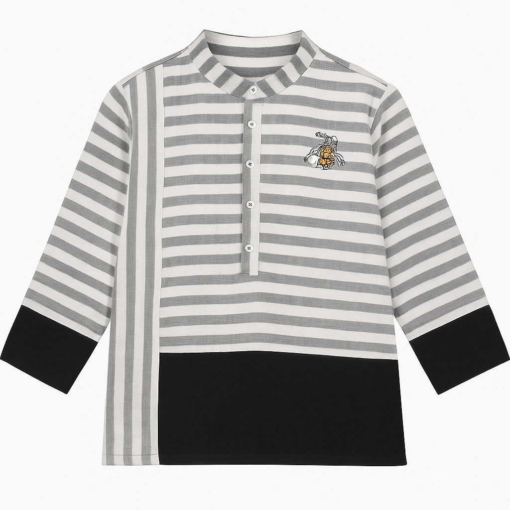 Girls black and white lining bee Kurta