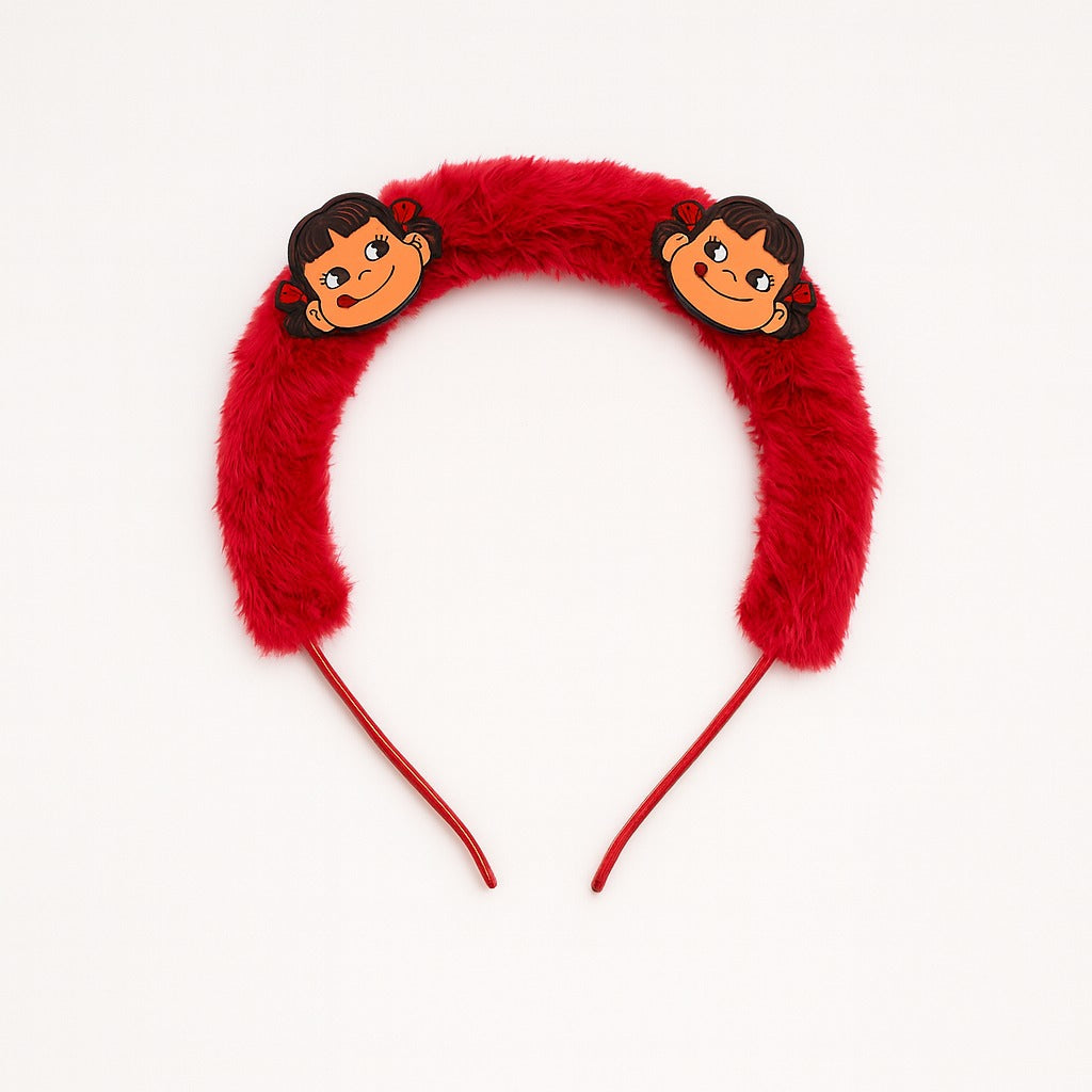 Girls red fur character hair band