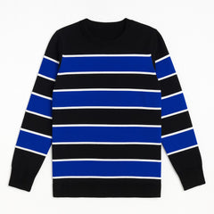 Stripe Fine Knit Sweater Blue