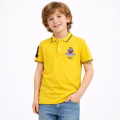 Boys yellow patch polo shirt