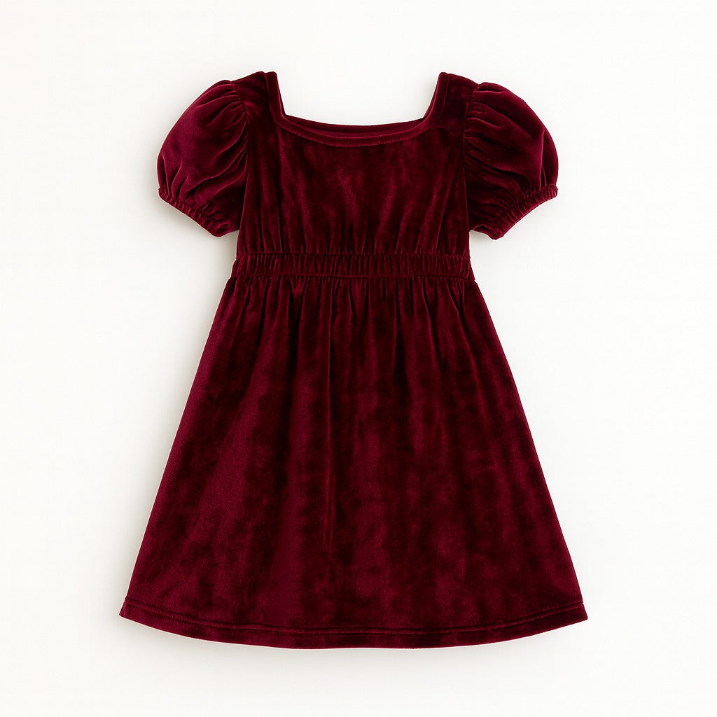 Girls Maroon velvet frock