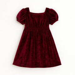 Girls Maroon velvet frock