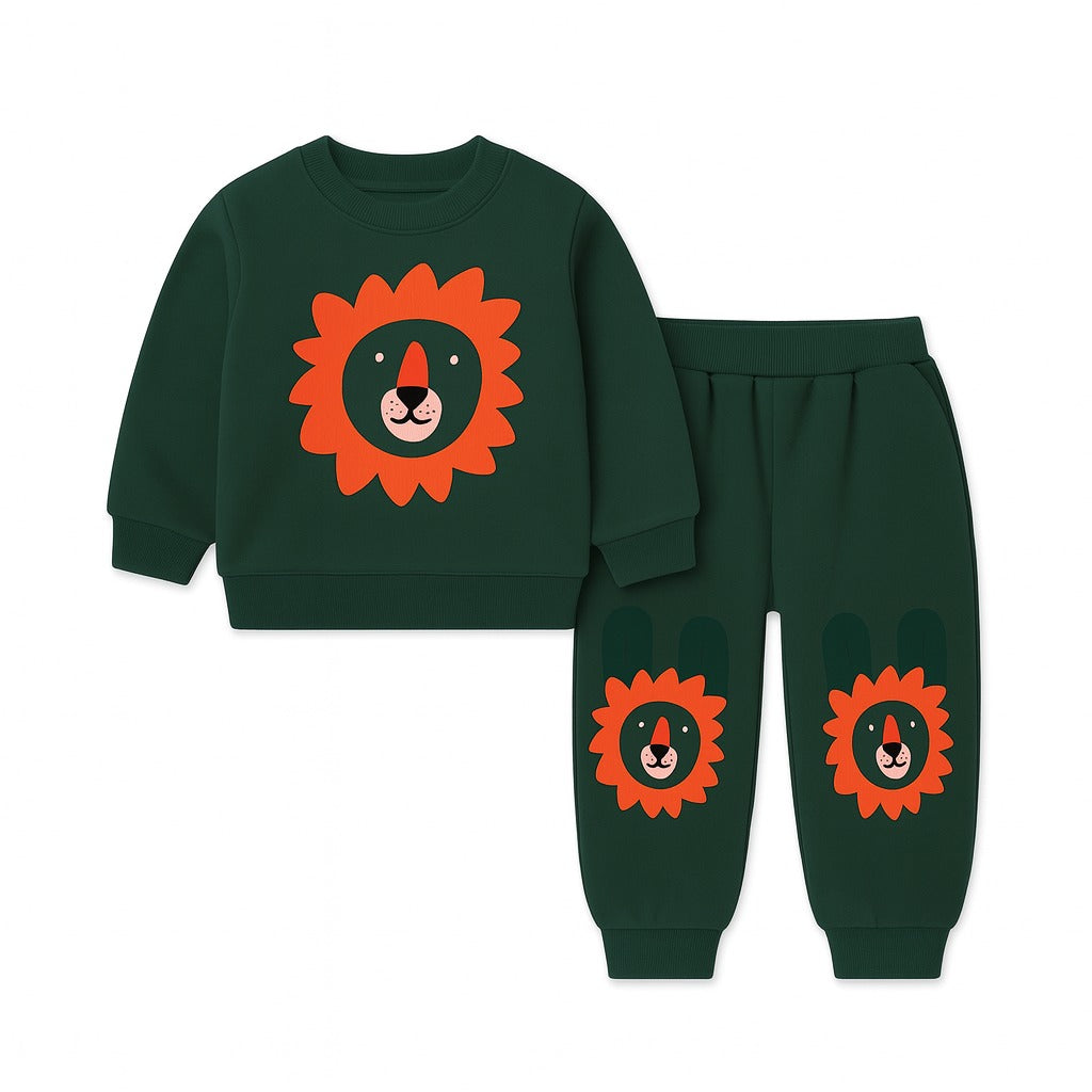 Boys dark green lion tracksuit/