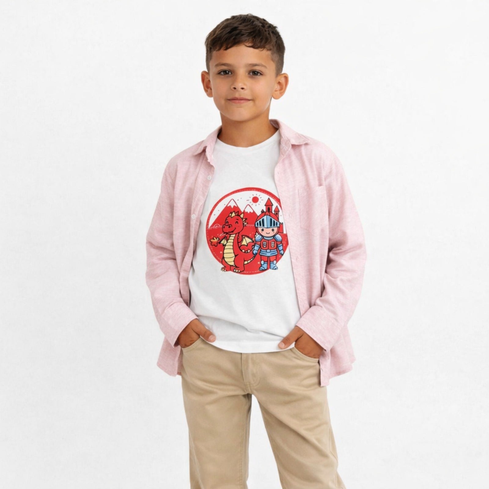 Boys Dragon Print Double Layer Shirt
