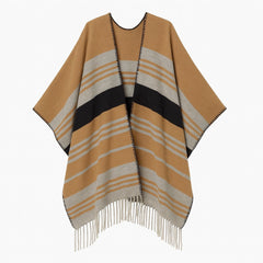 Ladies brown grey and lining cape shawl