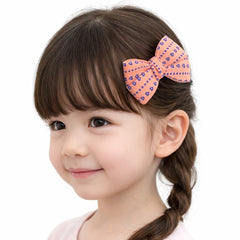 Girls peach heart bow pin