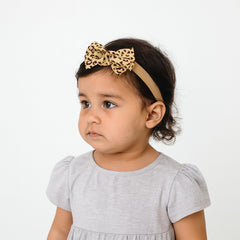 Girls brown cheetah bow band