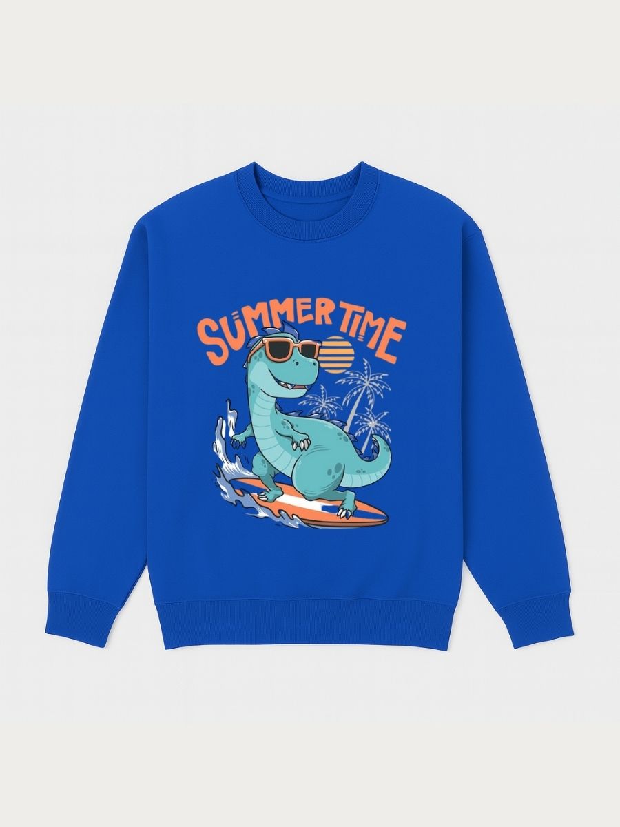 Boys Summer Time Dinosaur Fleece Sweatshirt