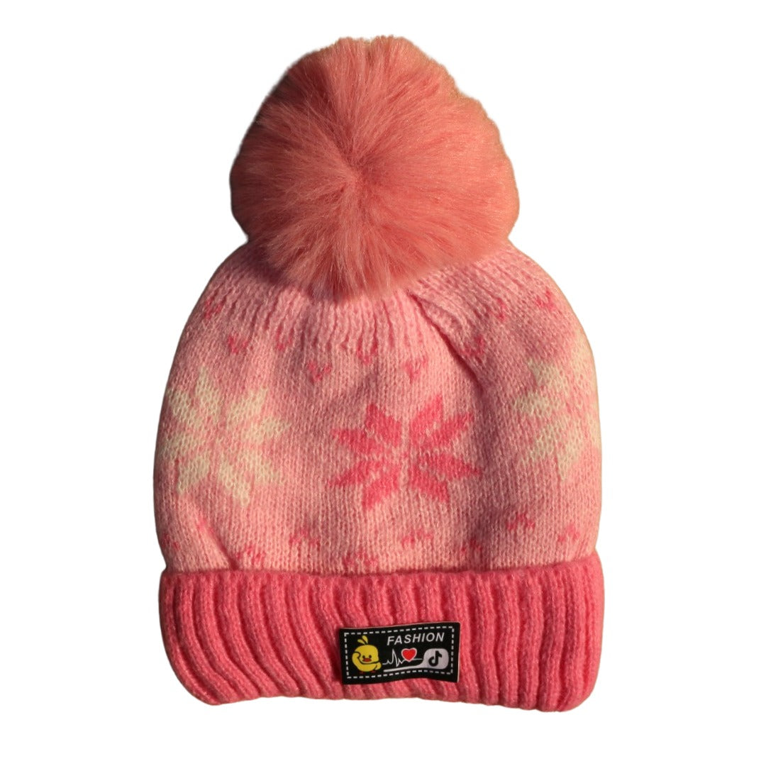 Pink pompon cap