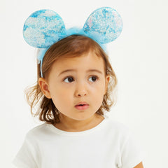 Girls blue sequin ear hair band