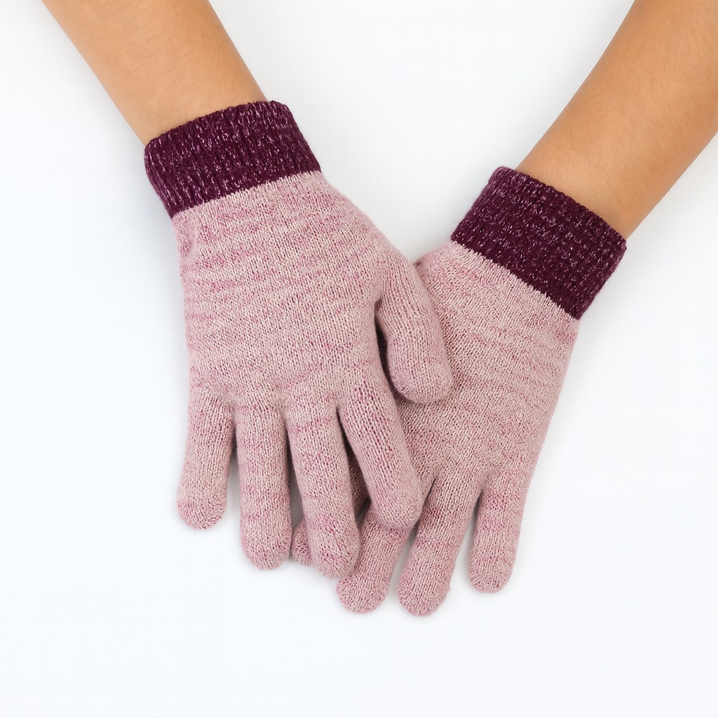 Girls magenta glitter gloves