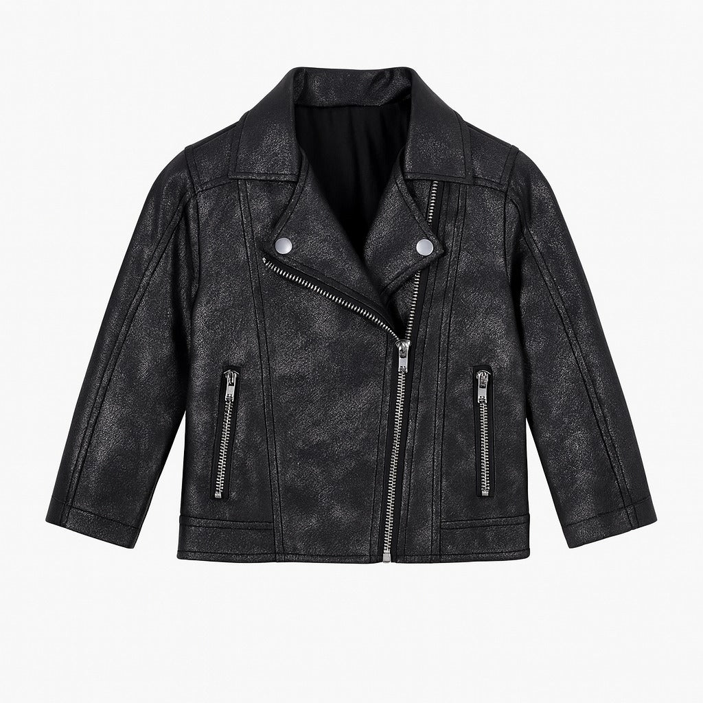 Girls black leather jacket