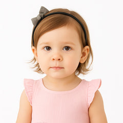Girls dark gray glitter bow hair band