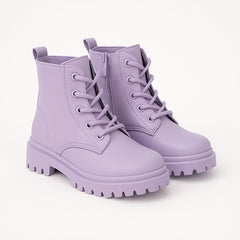 Girls Leather Lilac Long Boots (Last Chance)