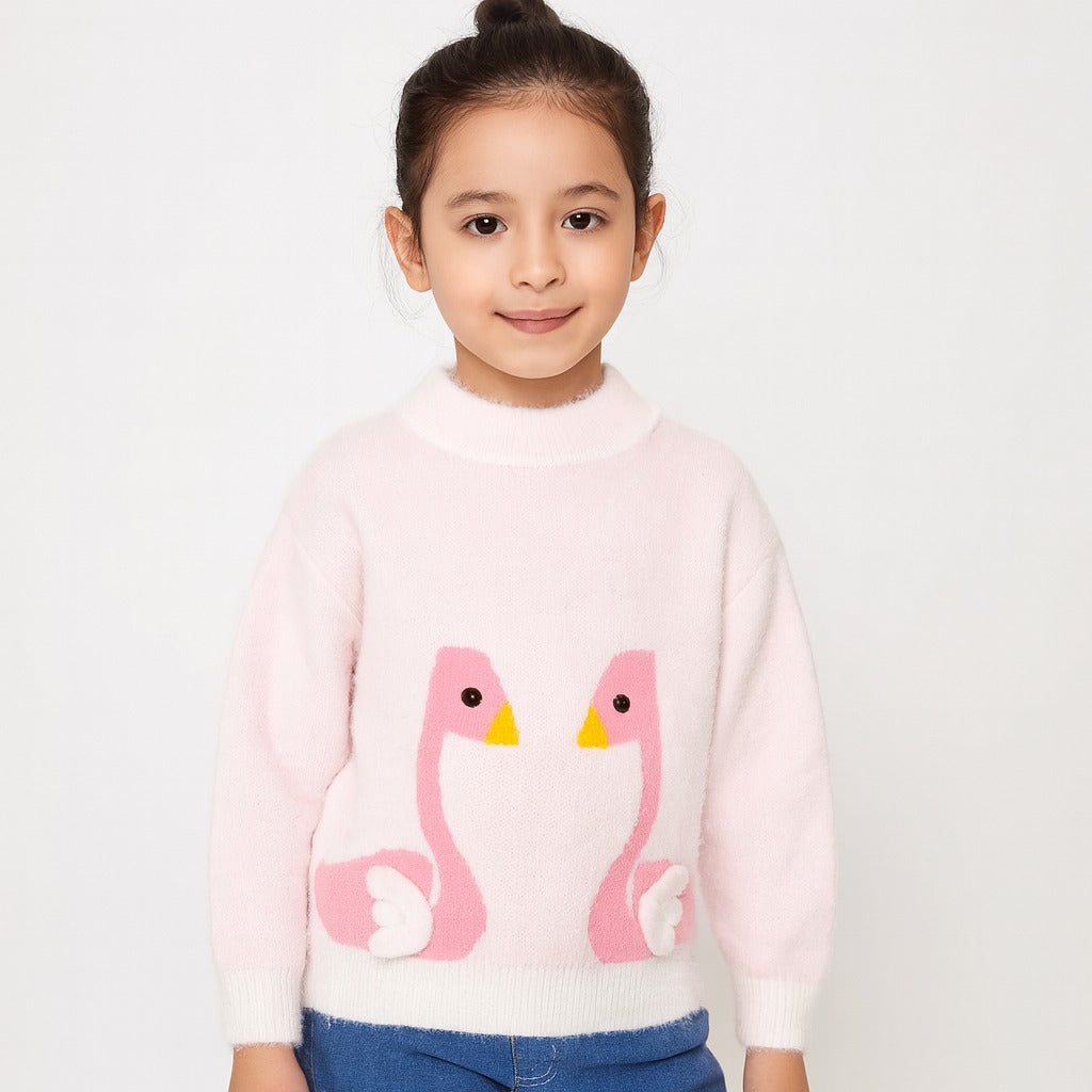 Girls pink flamingo sweater