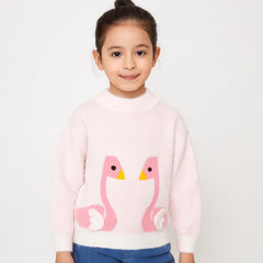Girls pink flamingo sweater