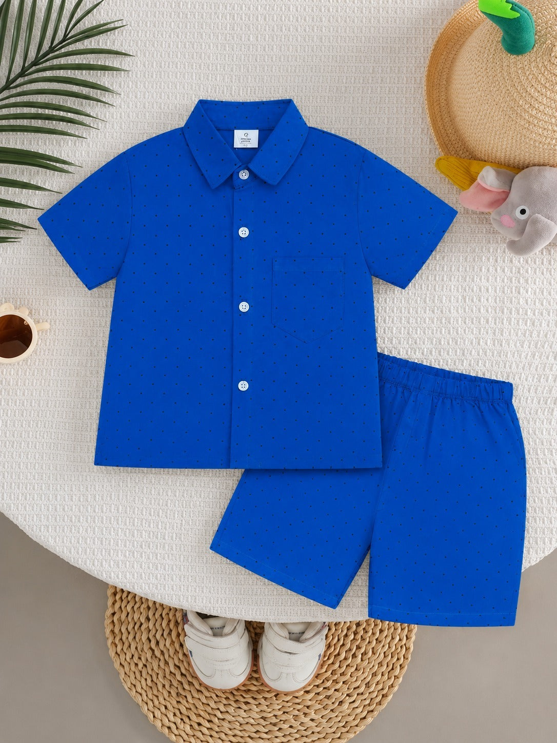 Boys Royal Blue Micro Dot Casual Tracksuit (Summer)