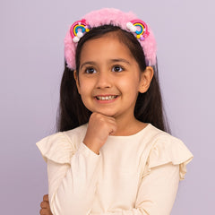 Girls pink fur rainbow hair band