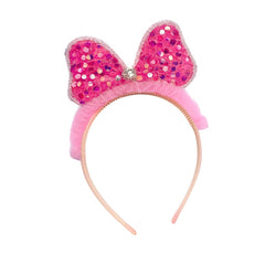 Girls pink bow sequin hair band