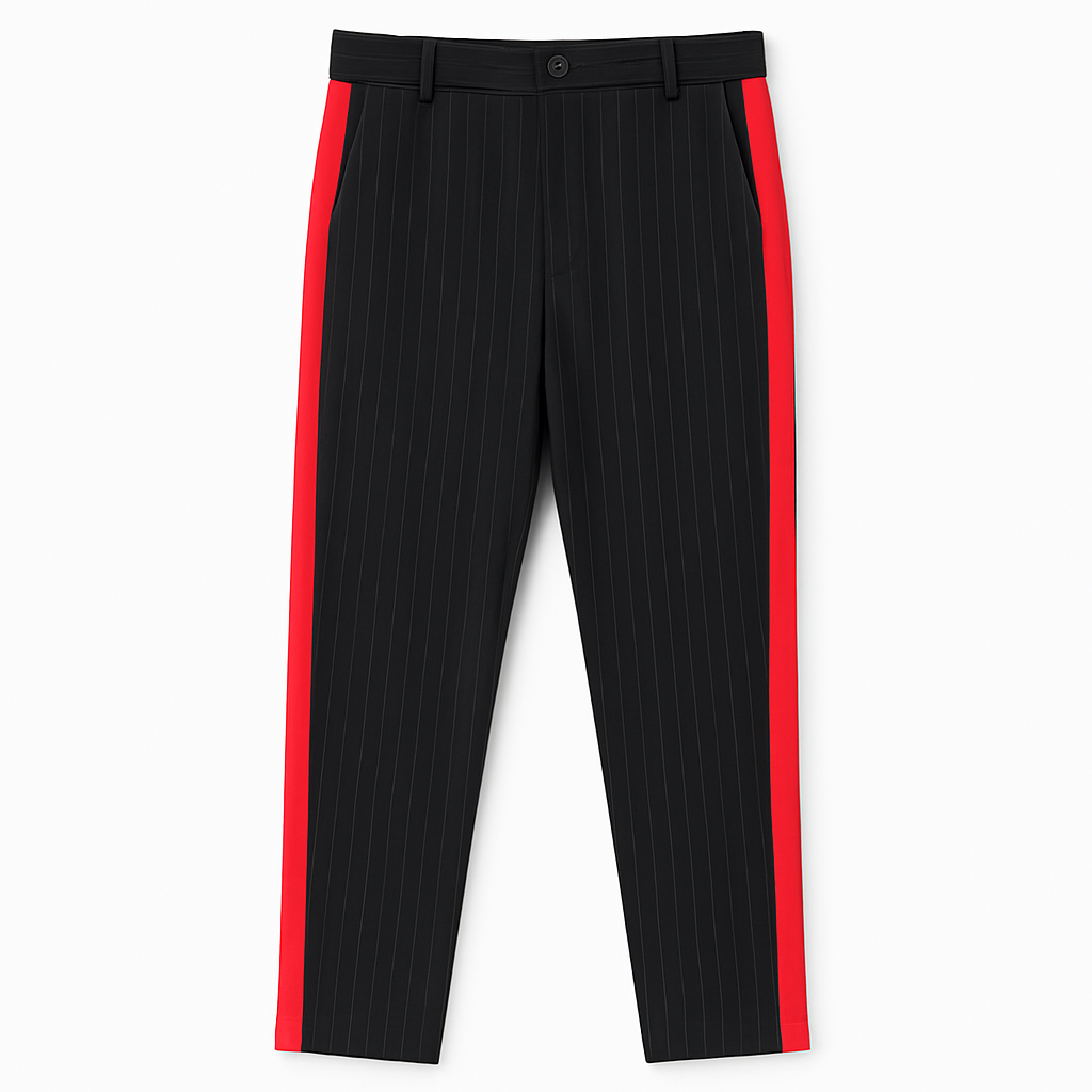 black dress pant with side stripe red