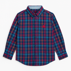 Boys Blue and Zinc check casual shirt