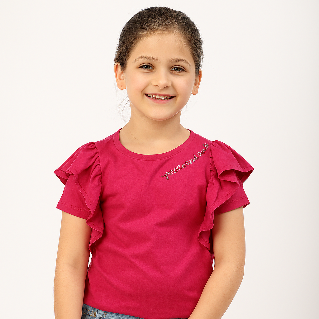 Girls pink frill T-shirt