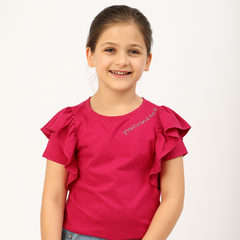 Girls pink frill T-shirt