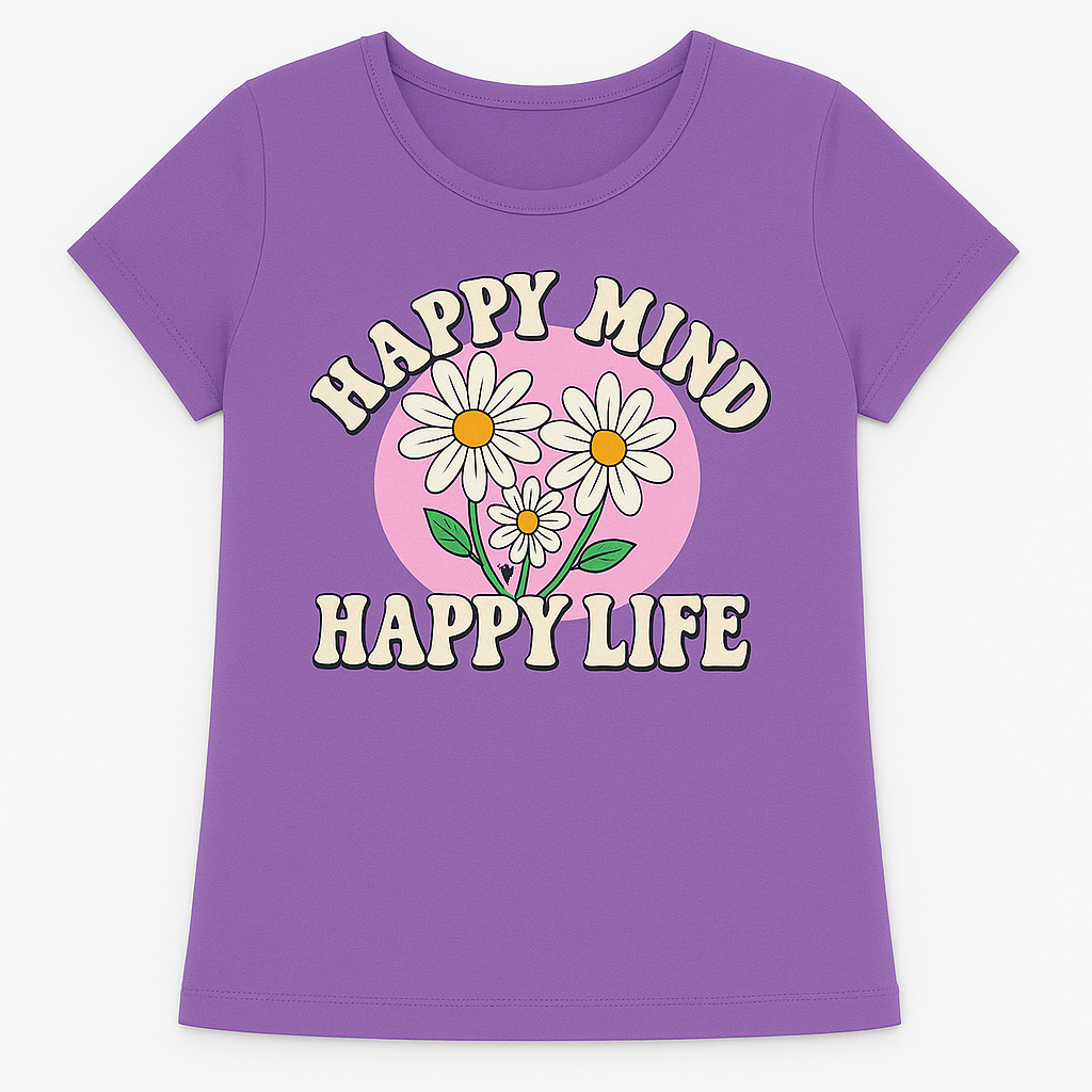 Girls purple happy mind T-shirt