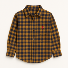 Boys yellow and blue check casual shirt