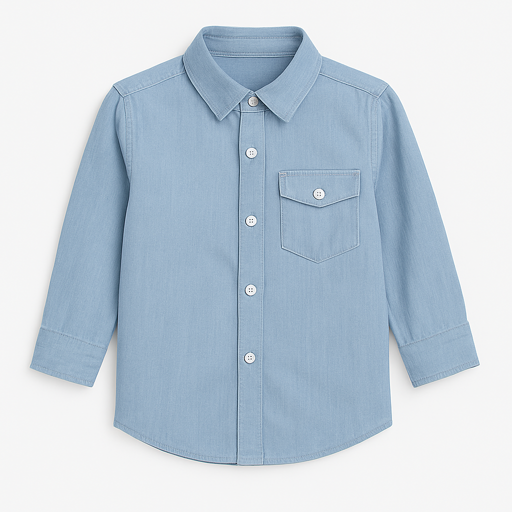 Boys blue pocket style casual shirt