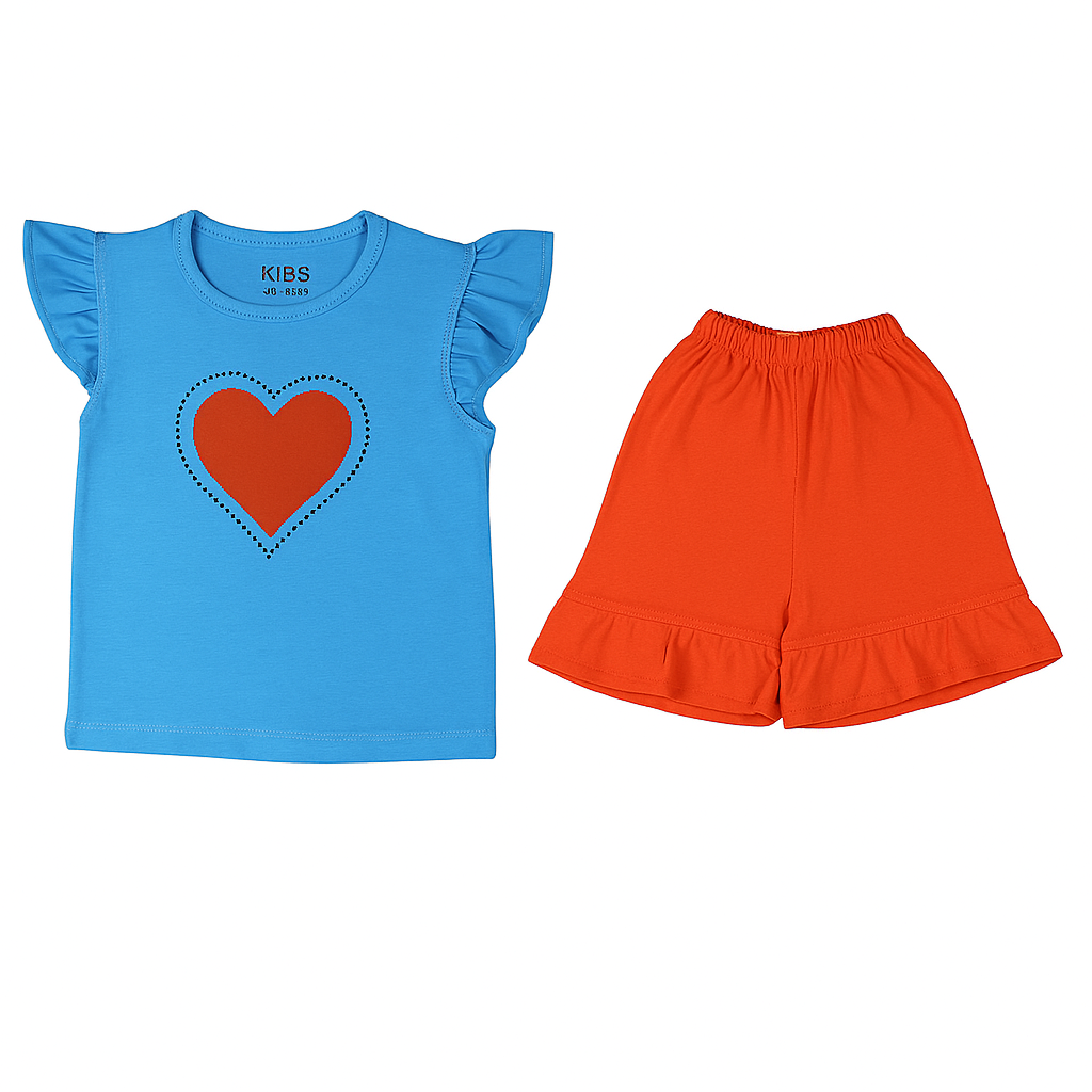 Girls blue heart 2pc