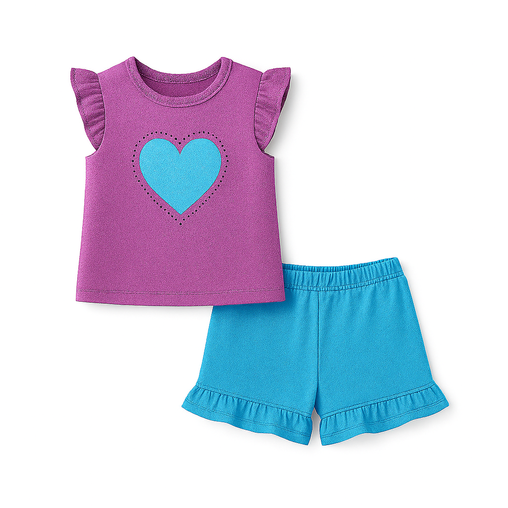Girls magenta heart 2 pc