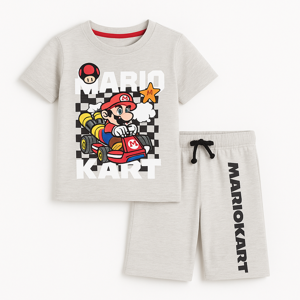 Boys gray Mario 2 pc