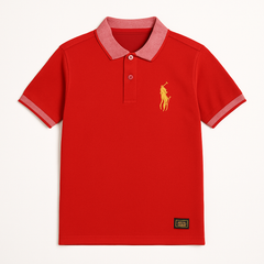 Boy red embroidered polo shirt