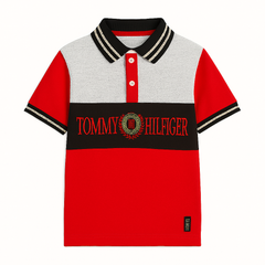 Boys black red and gray Tommy polo shirt
