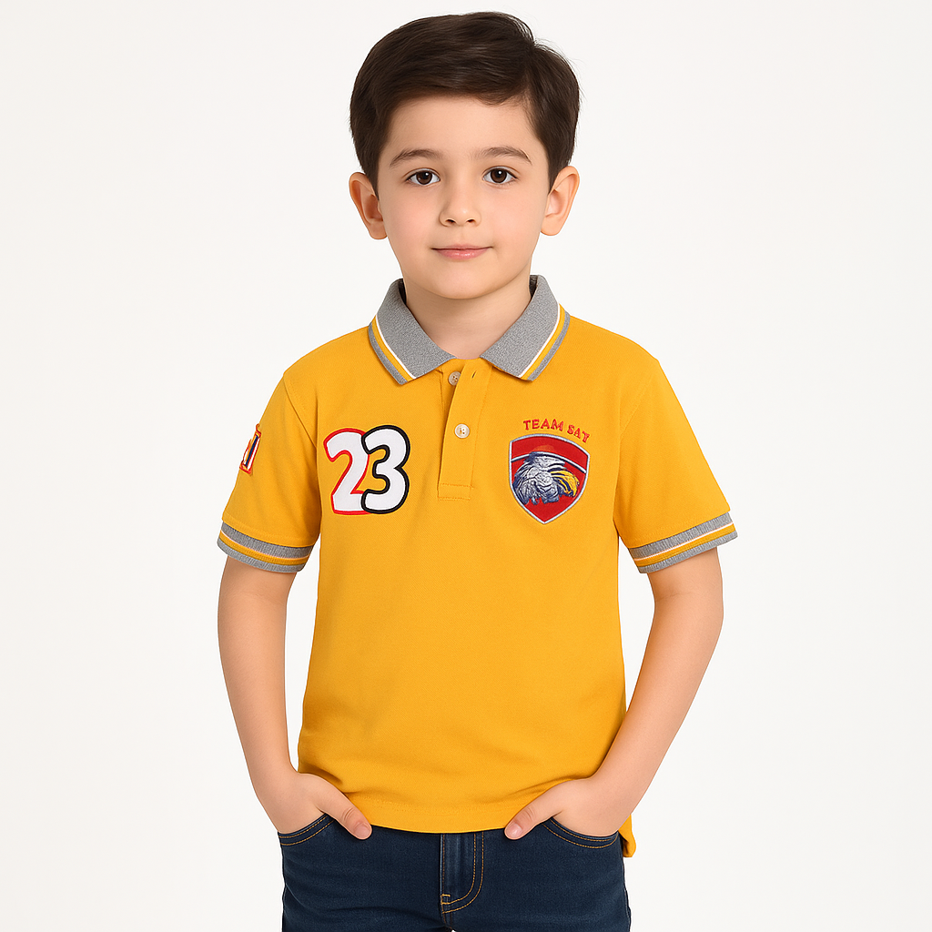 Boys yellow eagle polo shirt