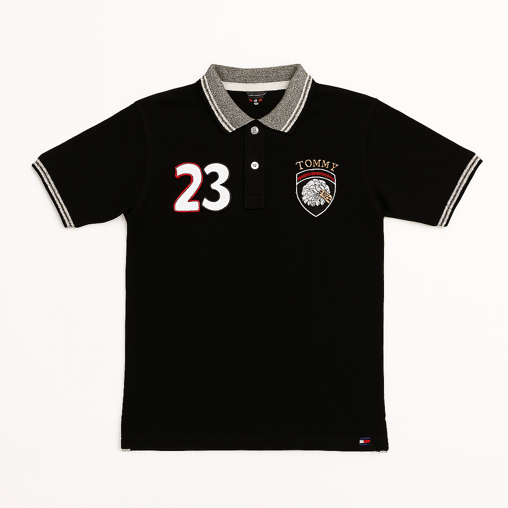 Boys black eagle polo shirt