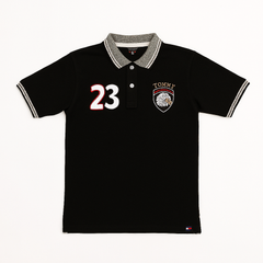 Boys black eagle polo shirt
