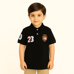 Boys basic black eagle polo shirt