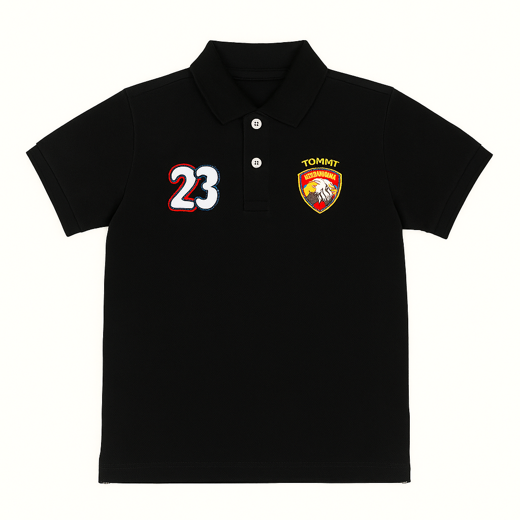 Boys basic black eagle polo shirt