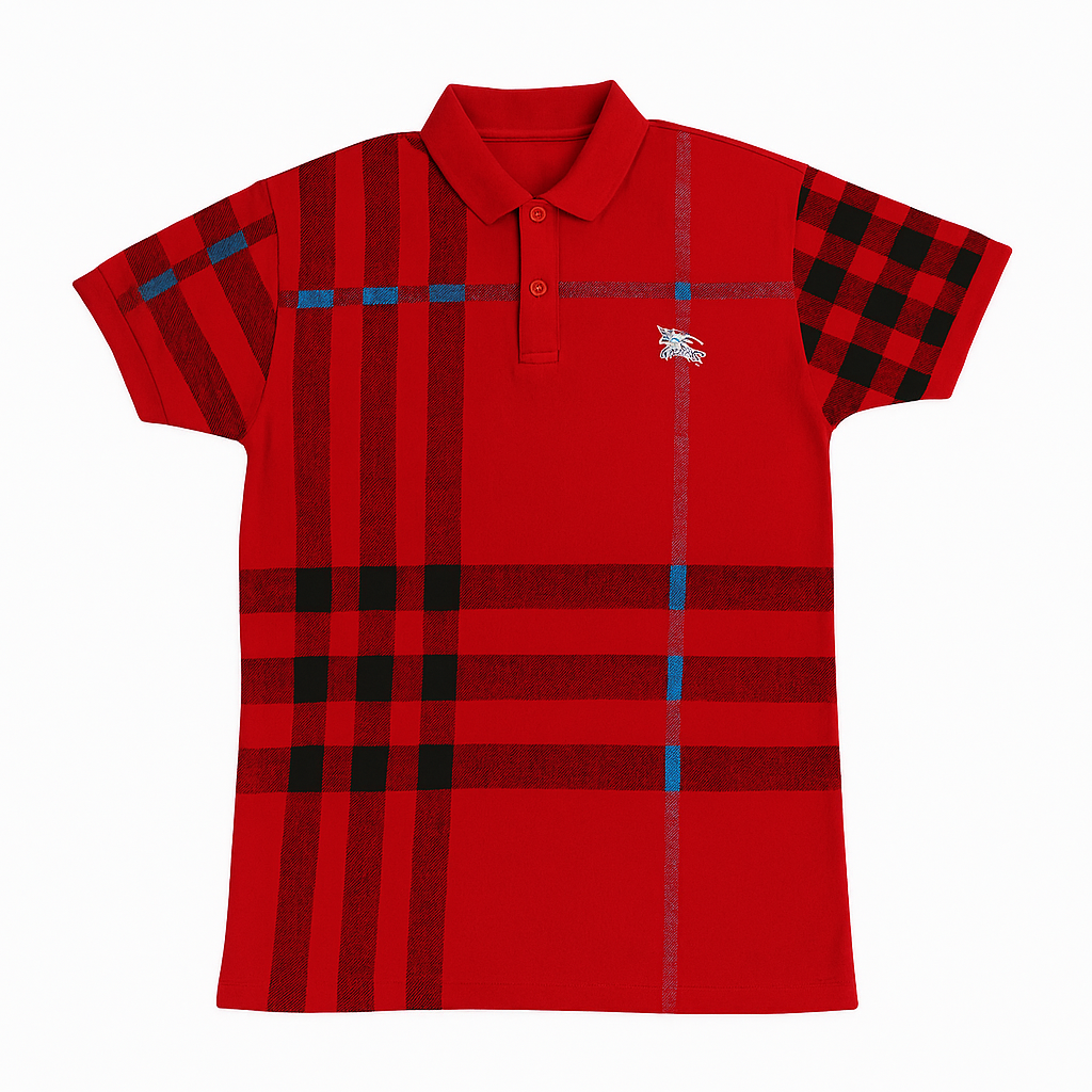 Boys red and black lining polo shirt
